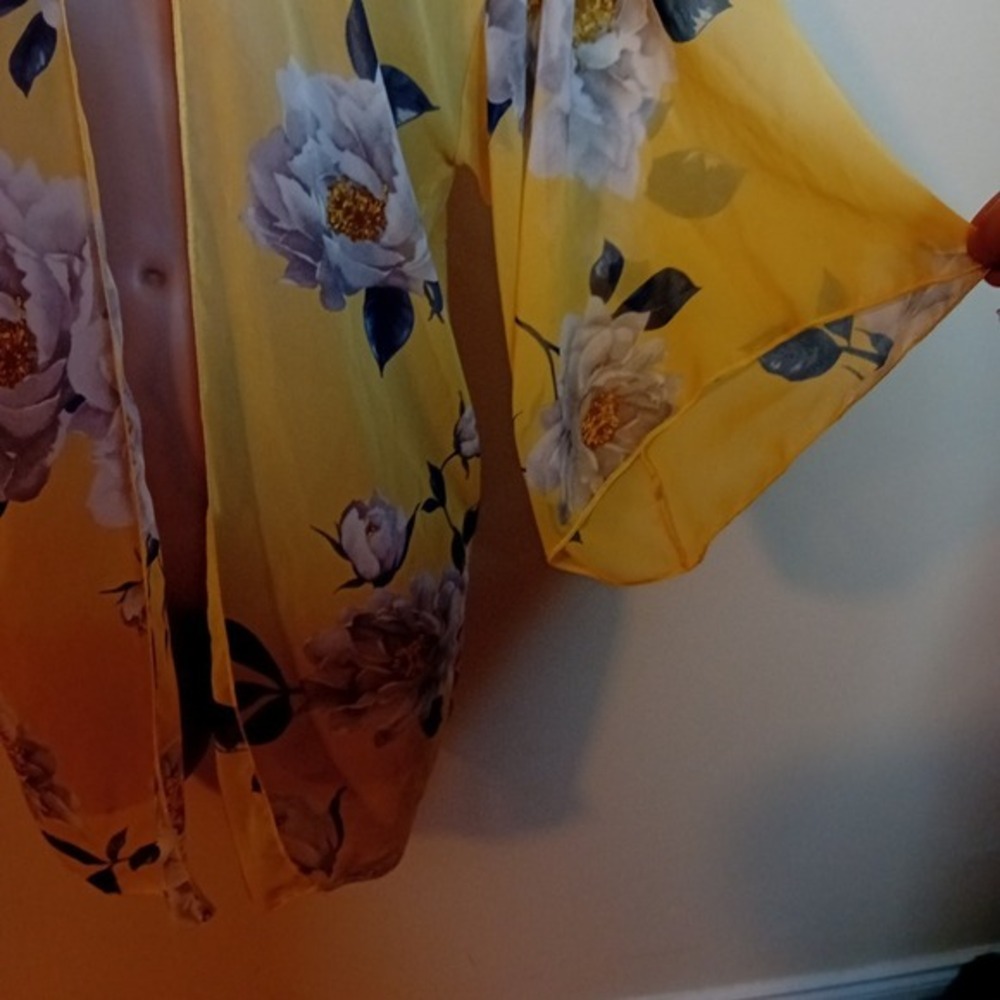 Women's I Joah Sheer Chiffon Lightweight Floral‎ Flower Cardigan Duster Office S - Picture 7 of 14